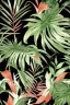 Placeholder: exotic tropical print with beautiful and elegant elements perfect for a range of end products from fabrics, fashion, home decor to paper and wallpapers : : black background, art nouveau, trending on artstation