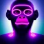 Placeholder: A beautiful portrait of a cyborg monkey purple neon color scheme, high key lighting, volumetric light high details psychedelic background