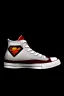 Placeholder: A red converse sneaker, superman theme on material