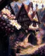 Placeholder: medieval fantasy village with flowers rpg art painterly