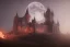 Placeholder: epic castle burning under the moon