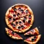 Placeholder: Donut-shaped Pizza on plate, black background