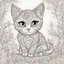 Placeholder: A cute {feline} with round, expressive eyes, enchanted forest.Coloring Book Page