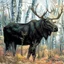 Placeholder: 90's fantasy tcg art of a moose in forest