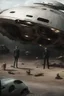 Placeholder: Hieronymus Bosch style nightmare huge ufo spaceship hovering above a car