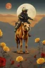 Placeholder: A weird abstract image of an oasis, a camel, astronot, broken bicycle, bush of yellow roses, clear skies with red moon, army tanker, weird, chaos80