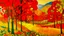 Placeholder: A red plain with ginkgo biloba trees painted by Wassily Kandinsky