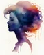 Placeholder: woman silhouette and hair watercolor draw