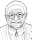 Placeholder: Desmond tutu, simple line art, one line, line art, white background, cartoon style, coloring book style on white background, well composed, clean coloring book page, No dither, no gradient, strong outline, No fill, No solids, hand drawn