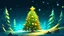 Placeholder: fantasy cartoon style illustration: a golden star on top of the decorated Christmas tree, in the snow