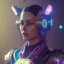 Placeholder: A cyberpunk soldier Armor wearing Fox,cyberpunk2077, ultra realistic,shiny, smooth, studio quality, octane render, Surrealism, Triadic colour scheme,glow-stick, ambient lighting polaroid, 100mm