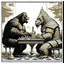 Placeholder: a Godzilla and king kong playing a game of chess