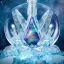 Placeholder: cristal angelic castle crystalline, beau , cosmic, opalescent, opalescent, gemstones, crystals, object, other worldly,water, rock, moss,bright, ice background, neige etang bleu