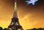 Placeholder: Eiffel tower made from diamonds . nebula in sky . flying cars passing by.