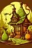 Placeholder: generate Vintage Witch Potion house cartoon art for book cover