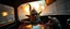 Placeholder: weird perspective worried human race car going sideways in ramp driver close up portrait of dj troll elf pilot looking down on cam, with background in the style of escher and giger, a chill contrapunctus fugue in the style of fsol, beethoven, goa trance breaks, dancefloor drum and bass, burning cars, fire and explosions