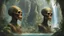 Placeholder: detailed intricate scenery very detailed elongated skull annunaki and Draco reptilians realistic, photorealistic technological, art by , Greg Rutkowski bruce pennington, in the style of jungle palms waterfall