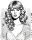 Placeholder: b/w illustration art for adult coloring book page themed with no background, coloring pages, Taylor Swift with microphone, full white, no color kids style, white background, Sketch style,(((((white background))))), only use outline., cartoon style, line art, coloring book, clean line art, Sketch style, line-art