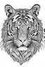 Placeholder: realistic tiger head tattoo idea, line art, background, vector, svg, black outline on white background, leave plenty of white space beetween lines for coloring, tattoo style, tattoo idea,full body, minimalist