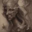 Placeholder: sango fantasy, fantasy magic, intricate, sharp focus, illustration, highly detailed, digital painting, concept art, matte, artgerm and paul lewin and kehinde wiley, masterpiece sexy lips Asian afro lips black African lady body Asian Dragon head silver bright rain lady outer space pretty skull head