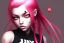 Placeholder: girl super angry, beautiful, cute, bloody, pink hair, black shirt