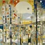 Placeholder: A white arid forest in the sky with spiny trees designed in ancient Roman mosaics painted by Wassily Kandinsky