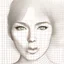 Placeholder: a drawing of a woman's face with a grid pattern on it, computer graphics, analytical art, daz3d, behance hd, sketchfab