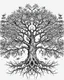 Placeholder: realistic tree of life tattoo idea, line art, background, vector, svg, black outline on white background, leave plenty of white space beetween lines for coloring, tattoo style, tattoo idea,full body, minimalist