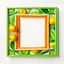 Placeholder: Square picture frame in the colors mango and light green leaves and some light orange, all on a light background