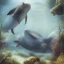 Placeholder: whale, bigger glass manet, light rays in water, sea lion