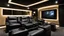 Placeholder: black themed home cinema room, recliners, ambient lighting, warm environment