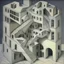 Placeholder: A building in 3 axis with stairs upside down and in several spacial dimensions and directions by artist "Escher" and "Tichenor"