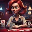Placeholder: poker player, stylized, pixar, woman