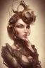 Placeholder: portrait of a beautiful steampunk lady on a white background