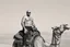 Placeholder: man looking like Walter White in breaking bad, bald, with bare chest riding on a camel in sahara in desert, panorama, black and white photo