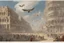 Placeholder: View of Elysium with winged females flying over people running away in fear