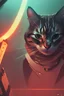 Placeholder: Create the image of a cat, using the Blade Runner movie atmosphere.