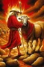 Placeholder: When the Lamb opened the second seal, I heard the second living creature saying, “Come!” Then another horse came out, fiery red. The one riding on it was permitted to take peace from the earth, so that people would slaughter one another. He was given a great sword.