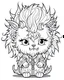 Placeholder: coloring page, Gothic chibi werewolf with wild, fluffy hair, Manga style, thick lines, low detail, no shading, --ar 9:11 --v 5
