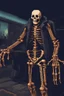 Placeholder: Pixel style portrait of a funny skeleton man, only face