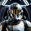 Placeholder: star wars bald male corellian pilot wearing gunmetal grey and black First Order TIE pilot armored flightsuit and helmet with gold trim inside the jedi temple, centered head and shoulders portrait, hyperdetailed, dynamic lighting, hyperdetailed background, 8k resolution, volumetric lighting, light skin, fully symmetric details