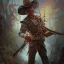 Placeholder: Insanely detailed photograph of an “ a mustachioed cowboy warrior "with sequenceed Sombrero, handsome charo,cigar,crossbow in hand, hyperdetailed painting by Ismail Inceoglu Huang Guangjian and Dan Witz CGSociety ZBrush Central fantasy art album cover art,8K, hdr, mysterious, flickeringlights ,Stoic