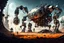 Placeholder: surreal and futuristic scene, intricate machinery with long robotic arms collecting the heads, vast landscape, mechanical harvesting process, metallic sheen on machines, dramatic lighting casting long shadows, intricate details, a blend of fantasy and sci-fi elements, no organic bodies visible,