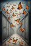 Placeholder: The prison of the butterflies, surreal, Busch painting style