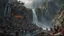 Placeholder: a pile of rotting zombies at the foot of a 3.000 feet high waterfall. fantasy setting, horror. exquisite realism, a masterpiece, fantasy concept art, dynamic lighting, hyperdetailed, intricately detailed, deep color, Unreal Engine, volumetric lighting, Epic cinematic brilliant stunning intricate meticulously detailed dramatic atmospheric maximalist digital matte painting