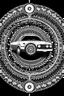 Placeholder: mandala : old car black and white mandala: home district background