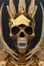 Placeholder: black male African alien, cracks in the voodoo head, wicked, diamond eyes, crown, blood, 8k, finely detailed, photo realistic, leopard style turquoise skull head gold dragon space alien rain skeleton gold teeth silver crown silver space suit spaceships