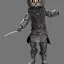 Placeholder: Chat, Modélisme trois dimensions, anthropomorphique, habillé comme un ninja, tenue très détaillée, argent, noir, sombre,furieux, réalisme