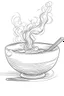 Placeholder: Outline art for coloring page, A JAPANESE CHAWAN TEACUP. A SHORT LIT CIGARETTE JOINT. WHISPS OF SMOKE, coloring page, white background, Sketch style, only use outline, clean line art, white background, no shadows, no shading, no color, clear