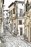 Placeholder: imagine prompt coloring page , iCreate an image showcasing the vibrant and streets of toscana . Include the unique architectural features and lively atmosphere of the city. Convey the joy and liveliness of wandering through the streets of this Italian city without people." a white background, 9:11